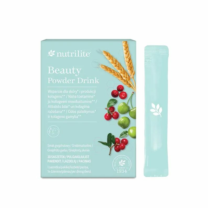 Nutrilite™ Beauty maisto papildas, skirtas odos sveikatai ir kolageno gamybai, su gardžiu greipfrutų skoniu.