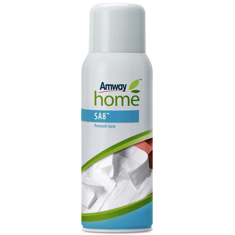 Amway prewash demiu valiklis, efektyviai pašalinantis dėmes nuo drabužių prieš skalbimą.